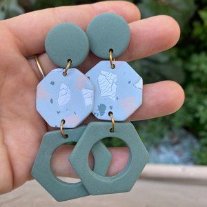 Handmade Sage Clay Earrings